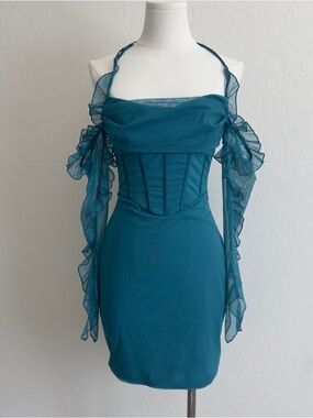 oh polly embellished corset mini dress cobalt blue Embellished Sweetheart Corset Mini Dress in Fire Red - 10 / Regular